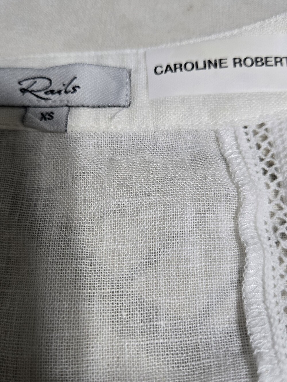 RAILS Size XS Lightweight Crisp White Smocked Waist Tiered Linen Blend Dress - Picture 2 of 12